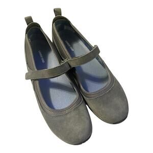 Lands End Women's 10 Mary Jane Blue/Gray Suede Comfort Shoe 501791 Classic Navy